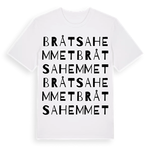 Bråtsahemmet ordlek t-shirt – ekologisk bomull t-shirt från Pinshirt