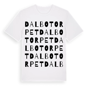 Dalbotorpet ordlek t-shirt – ekologisk bomull t-shirt från Pinshirt