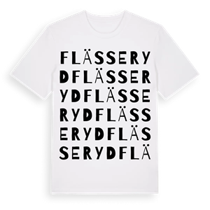 Flässeryd ordlek t-shirt – ekologisk bomull t-shirt från Pinshirt