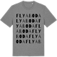 Mid Heather Gray t-shirt med Flyaboda ordlek t-shirt