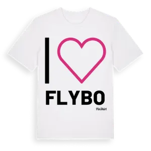 Jag älskar Flybo t-shirt stort tryck – ekologisk bomull t-shirt från Pinshirt