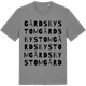 Mid Heather Gray t-shirt med Gårdsby Stom ordlek t-shirt