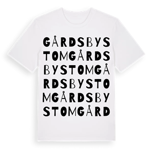 Gårdsby Stom ordlek t-shirt – ekologisk bomull t-shirt från Pinshirt