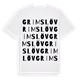 White t-shirt med Grimslöv ordlek t-shirt