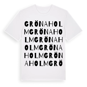 Grönaholm ordlek t-shirt – ekologisk bomull t-shirt från Pinshirt