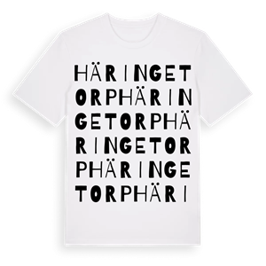 Häringetorp ordlek t-shirt – ekologisk bomull t-shirt från Pinshirt