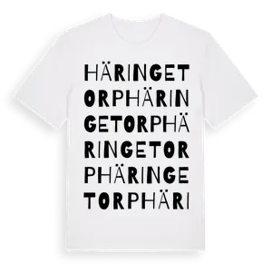 Häringetorp ordlek t-shirt – ekologisk bomull t-shirt från Pinshirt