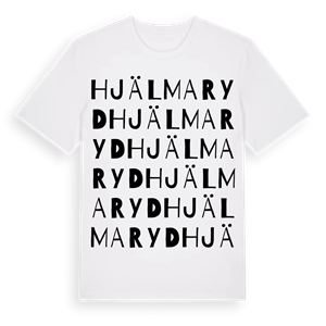 Hjälmaryd ordlek t-shirt – ekologisk bomull t-shirt från Pinshirt