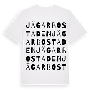 Jägarbostaden ordlek t-shirt – ekologisk bomull t-shirt från Pinshirt