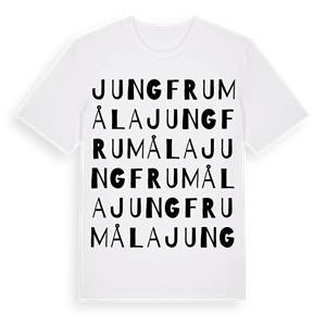 Jungfrumåla ordlek t-shirt – ekologisk bomull t-shirt från Pinshirt