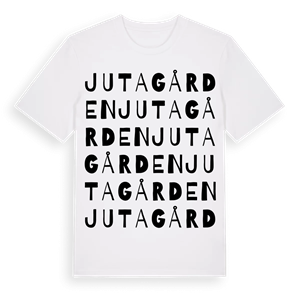 Jutagården ordlek t-shirt – ekologisk bomull t-shirt från Pinshirt