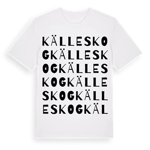 Källeskog ordlek t-shirt – ekologisk bomull t-shirt från Pinshirt