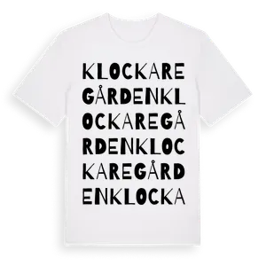 Klockaregården ordlek t-shirt – ekologisk bomull t-shirt från Pinshirt