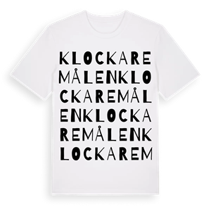 Klockaremålen ordlek t-shirt – ekologisk bomull t-shirt från Pinshirt