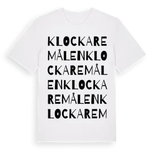 Klockaremålen ordlek t-shirt – ekologisk bomull t-shirt från Pinshirt