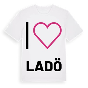 Jag älskar Ladö t-shirt stort tryck – ekologisk bomull t-shirt från Pinshirt