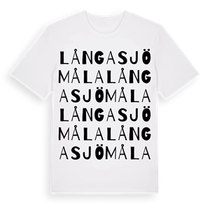 Långasjömåla ordlek t-shirt – ekologisk bomull t-shirt från Pinshirt