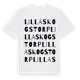 White t-shirt med Lilla Skogstorp ordlek t-shirt