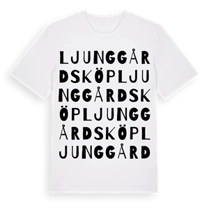 Ljunggårdsköp ordlek t-shirt – ekologisk bomull t-shirt från Pinshirt
