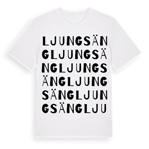 Ljungsäng ordlek t-shirt – ekologisk bomull t-shirt från Pinshirt