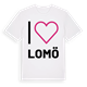 White t-shirt med Jag älskar Lomö t-shirt stort tryck