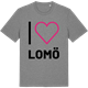Mid Heather Gray t-shirt med Jag älskar Lomö t-shirt stort tryck