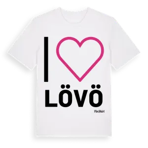 Jag älskar Lövö t-shirt stort tryck – ekologisk bomull t-shirt från Pinshirt