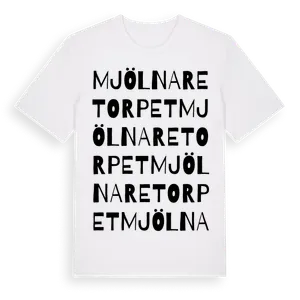 Mjölnaretorpet ordlek t-shirt – ekologisk bomull t-shirt från Pinshirt