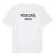 White t-shirt med Möckelsnäs i Sverige t-shirt