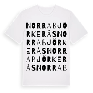 Norra Björkerås ordlek t-shirt – ekologisk bomull t-shirt från Pinshirt
