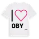 White t-shirt med Jag älskar Oby t-shirt stort tryck