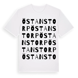 Östanstorp ordlek t-shirt – ekologisk bomull t-shirt från Pinshirt