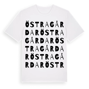 Östra gårdar ordlek t-shirt – ekologisk bomull t-shirt från Pinshirt