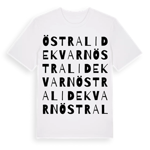 Östra Lidekvarn ordlek t-shirt – ekologisk bomull t-shirt från Pinshirt