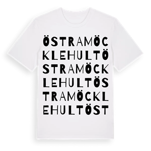 Östra Möcklehult ordlek t-shirt – ekologisk bomull t-shirt från Pinshirt