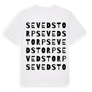 Sevedstorp ordlek t-shirt – ekologisk bomull t-shirt från Pinshirt