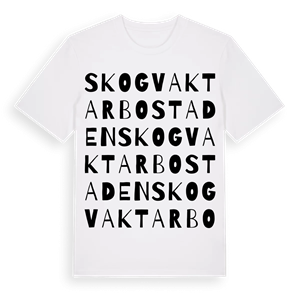 Skogvaktarbostaden ordlek t-shirt – ekologisk bomull t-shirt från Pinshirt