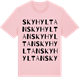 Pink Cotton t-shirt med Skyhyltan ordlek t-shirt