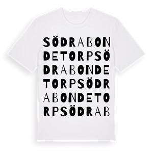 Södra Bondetorp ordlek t-shirt – ekologisk bomull t-shirt från Pinshirt