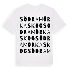 Södra Mörkaskog ordlek t-shirt – ekologisk bomull t-shirt från Pinshirt