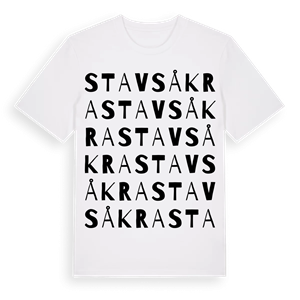 Stavsåkra ordlek t-shirt – ekologisk bomull t-shirt från Pinshirt
