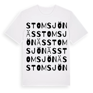 Stomsjönäs ordlek t-shirt – ekologisk bomull t-shirt från Pinshirt