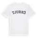White t-shirt med Tjurkö böjd t-shirt