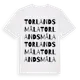 White t-shirt med Torlandsmåla ordlek t-shirt