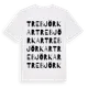 White t-shirt med Tre Björkar ordlek t-shirt