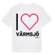 White t-shirt med Jag älskar Värmsjö t-shirt stort tryck