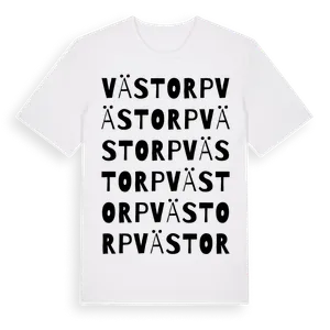 Västorp ordlek t-shirt – ekologisk bomull t-shirt från Pinshirt