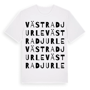 Västra Djurle ordlek t-shirt – ekologisk bomull t-shirt från Pinshirt