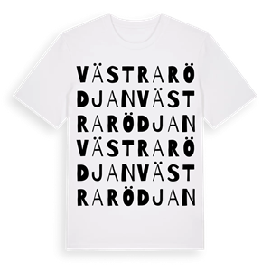 Västra Rödjan ordlek t-shirt – ekologisk bomull t-shirt från Pinshirt