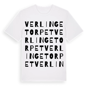 Verlingetorpet ordlek t-shirt – ekologisk bomull t-shirt från Pinshirt